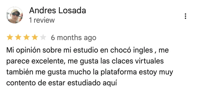 Student review screenshot from the Choco learning ecosystem
